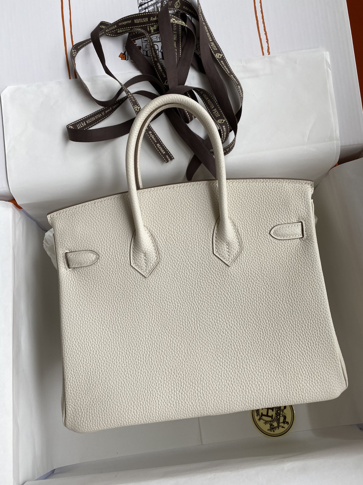 Hermes Birkin 25CM Togo Leather Handbag Craie